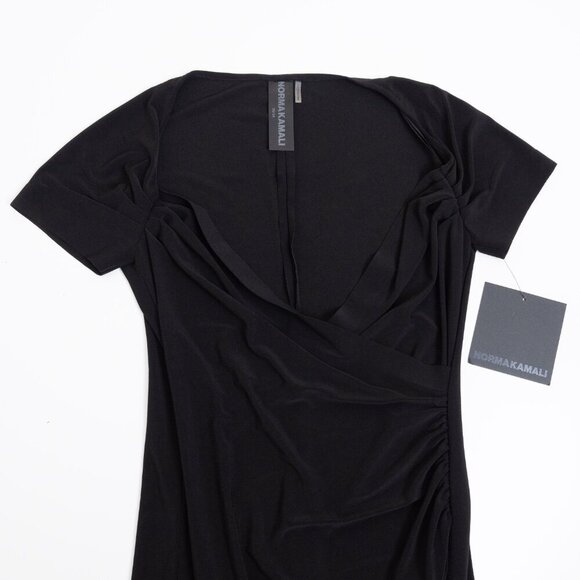 Norma Kamali Sweetheart Side Drape Dress Midi Black - Picture 2 of 13